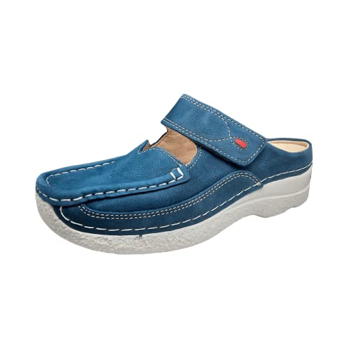 Wolky Roll Slipper Pantoletten Nubukleder Dodger Blue Größe 40 von Wolky