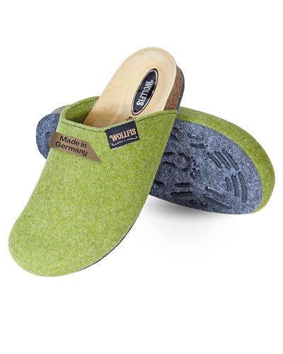 WollFis Bio Filzclogs in Lind I Größe 39 I Elegante Filzpantoffeln aus hochwertigem Kork & Wollfilz I Warme Unisex-Hausschuhe mit ABS Sohle I ergonomisch, atmungsaktiv & rutschfest von WollFis