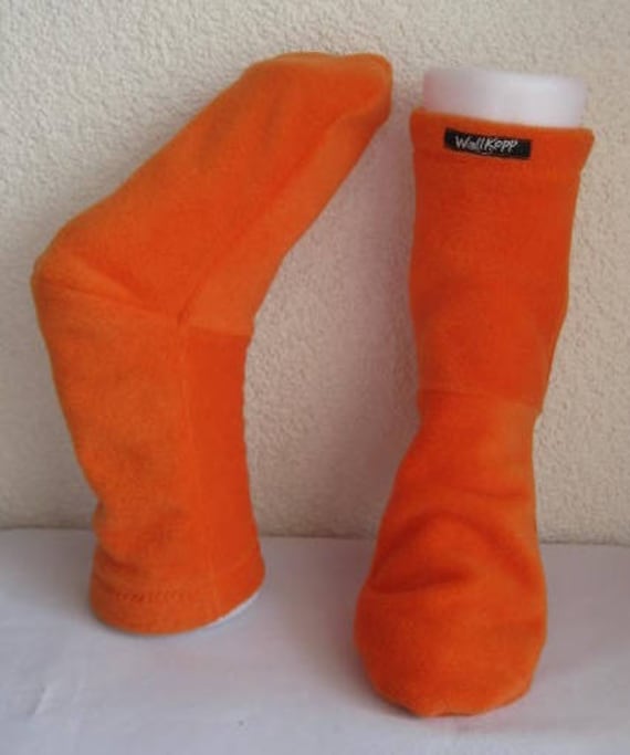 Damen Kuschelsocken Bettsocken Aus Fleece - Uni Orange von WollKopp