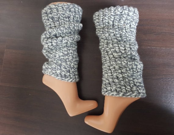 Pünktlich Zu Weihnachten in D Schurwolle Hellgrau Weiße Beinstulpen One Size Graue Handgestrickt Stulpen Grau Overknees Xx von WollZauberBerlin