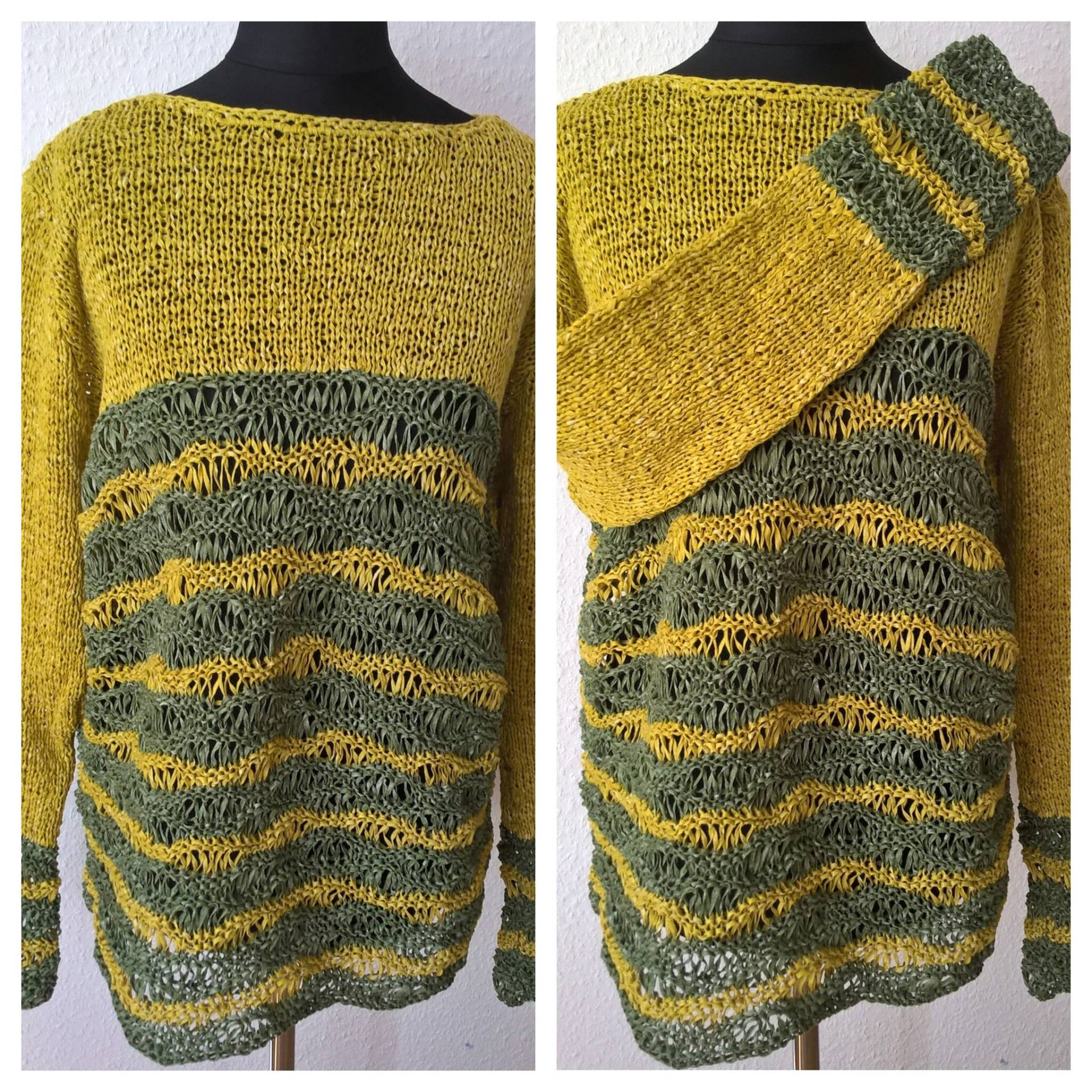 Leichter Sommer Pullover Gr. M Bändchengarn Hellgrün-Oliv Leichter Sommer Pullover Gr. M Bändchengarn Hellgrün-Oliv von Wollbinchen