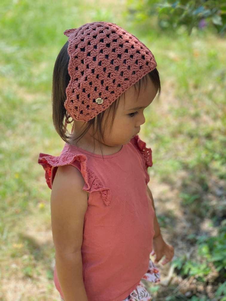 Gehäkeltes Kopftuch | Bandana Aus Baumwolle Für Kleinkinder, Kinder & Erwachsene von WolleWoelkchen