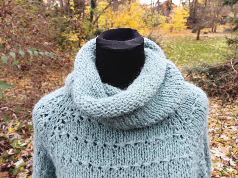 Alpaca Pullover - Salbeigrün Gr. 42/46 Grobstrick Oversize Handarbeit von Wolleladen