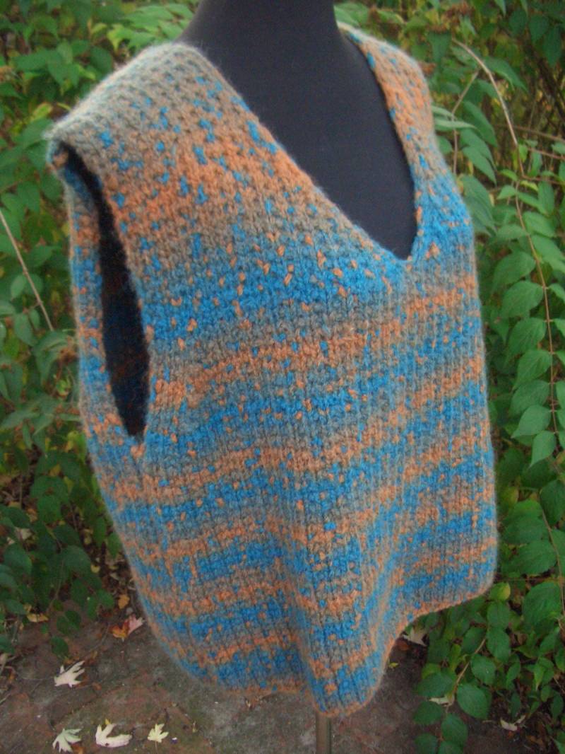 Alpaca Pullunder - Handarbeit Gr. 40/42 Oversize Grobstrick Petrol/Braun von Wolleladen