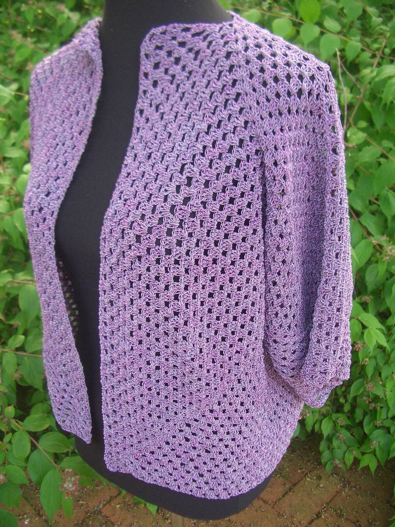 Hexagon Cardigan - Malve Häkeljacke 38/40 Baumwolle Handarbeit von Wolleladen