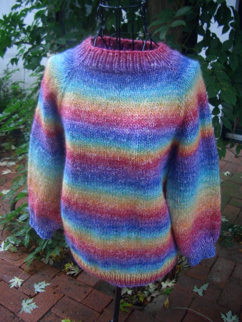 Kinderpullover - Bunt Gestreift Wolle Gr. 152/158 Handstrick von Wolleladen