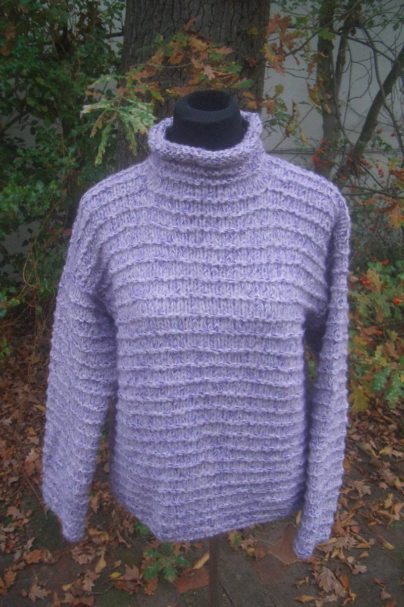 Pullover - Handarbeit Gr. 38/40 Oversize Grobstrick Flieder von Wolleladen