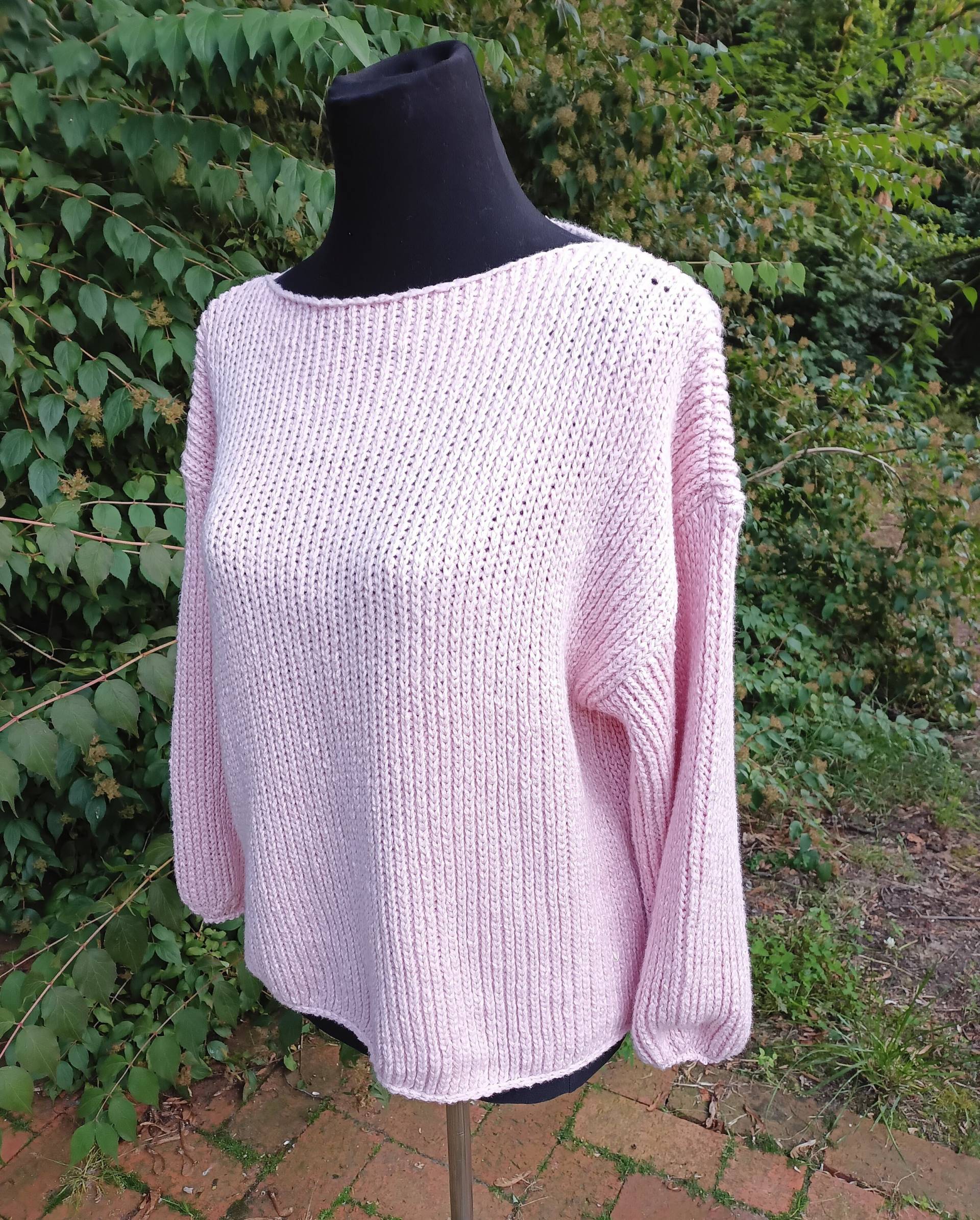 Pullover Rose - Grobstrick Baumwolle Gr. 40/42 Handarbeit von Wolleladen