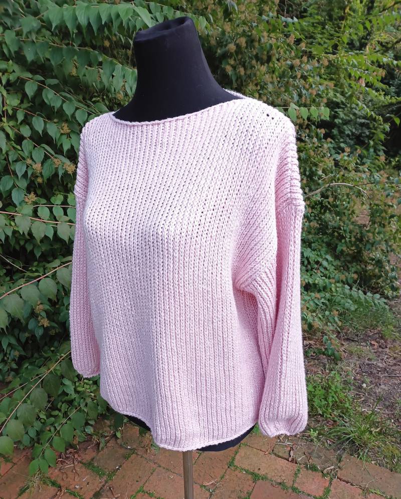 Pullover Rose - Grobstrick Baumwolle Gr. 40/42 Handarbeit von Wolleladen