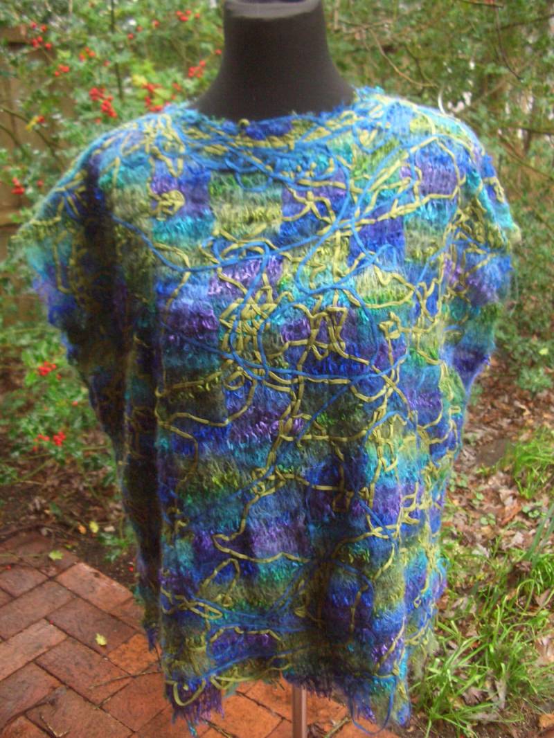 Tunika - Crazy Patch- Blau/Grün Unikat Handarbeit von Wolleladen