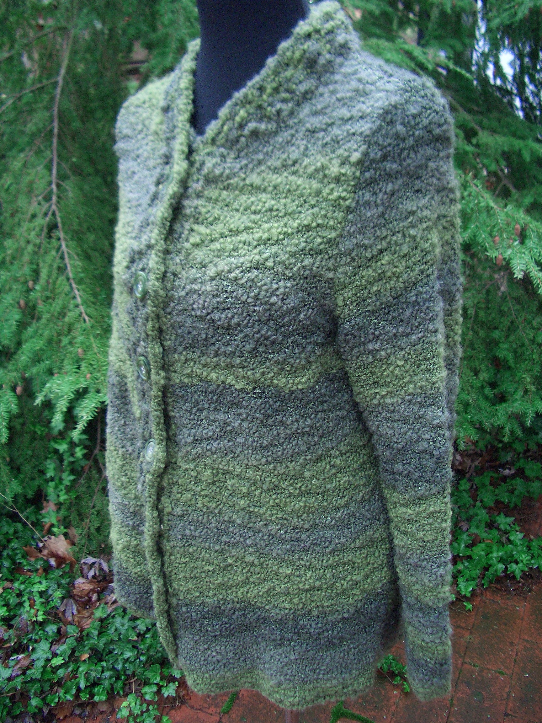strickjacke Grüntöne 40/42 Handstrick von Wolleladen