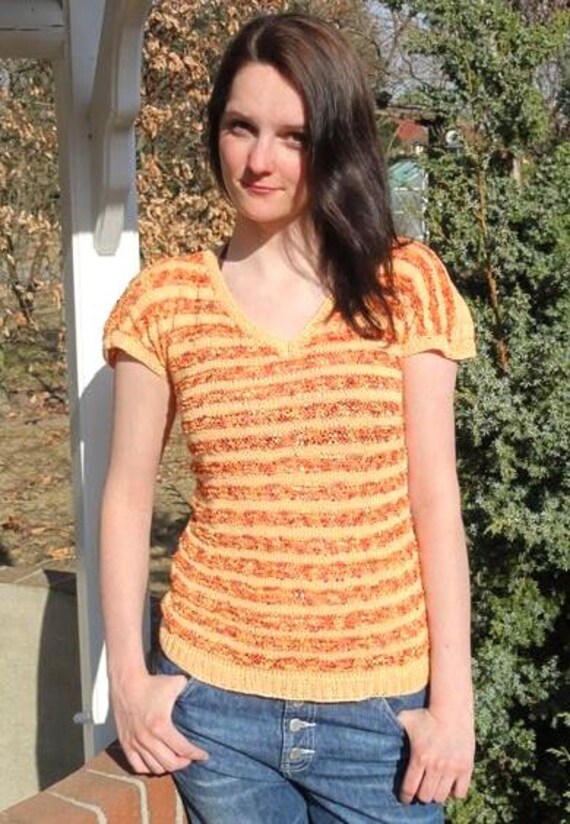 Sommerpulli Orange Größe 38 - Ein Geschenk Für Strickfans, #0077 von Wollelindishop