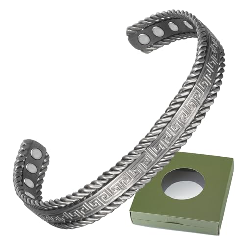 Wollet Kupfer-Magnetarmband für Damen, Kupfer-Manschetten-Armreif – mit 8 Stück 3500 Guass Magnet-Armband mit Geschenkbox (CPB-2047S-FBM) von Wollet