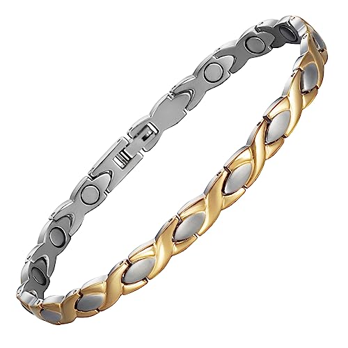 Magnetfeldtherapie Fußkettchen Fußkettchen Frauen Schmerzlinderung bei Arthritis mit 4 in 1 gesunden Elementen (Fußkettchen/großes Armband (24 cm) von YINOX