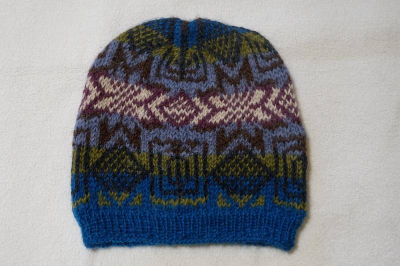 Beanie Strick-Mütze Gr. L/xl 58-62cm 100% Feines Alpaca Strickmütze "Norwegersterne' Handgestrickt von Wollhandwerk
