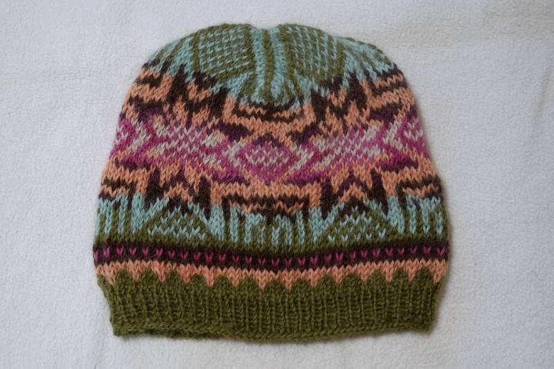 Beanie Strick-Mütze Gr. M/L - 56-60cm 100% Feines Alpaca Strickmütze "Norwegersterne' Handgestrickt von Wollhandwerk