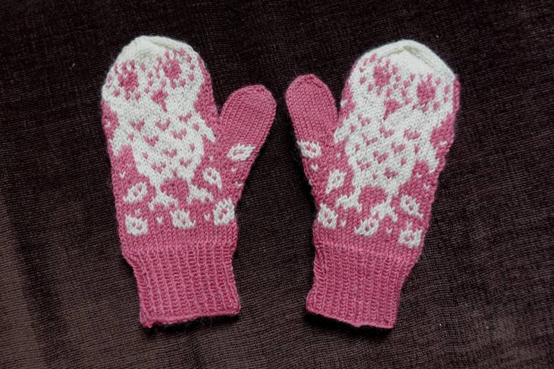 Kinder Fäustel Handschuhe "Eule' Kinderhandschuhe Handgestrickt Mittens Size 4-5 Jahre Pflanzengefärbt von Wollhandwerk