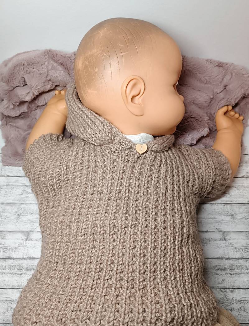 Handgestrickter Kapuzenpullover - Kuschelig Weich & Warm Merino-Mix Größe 0-3 Monate von Wollherzchen
