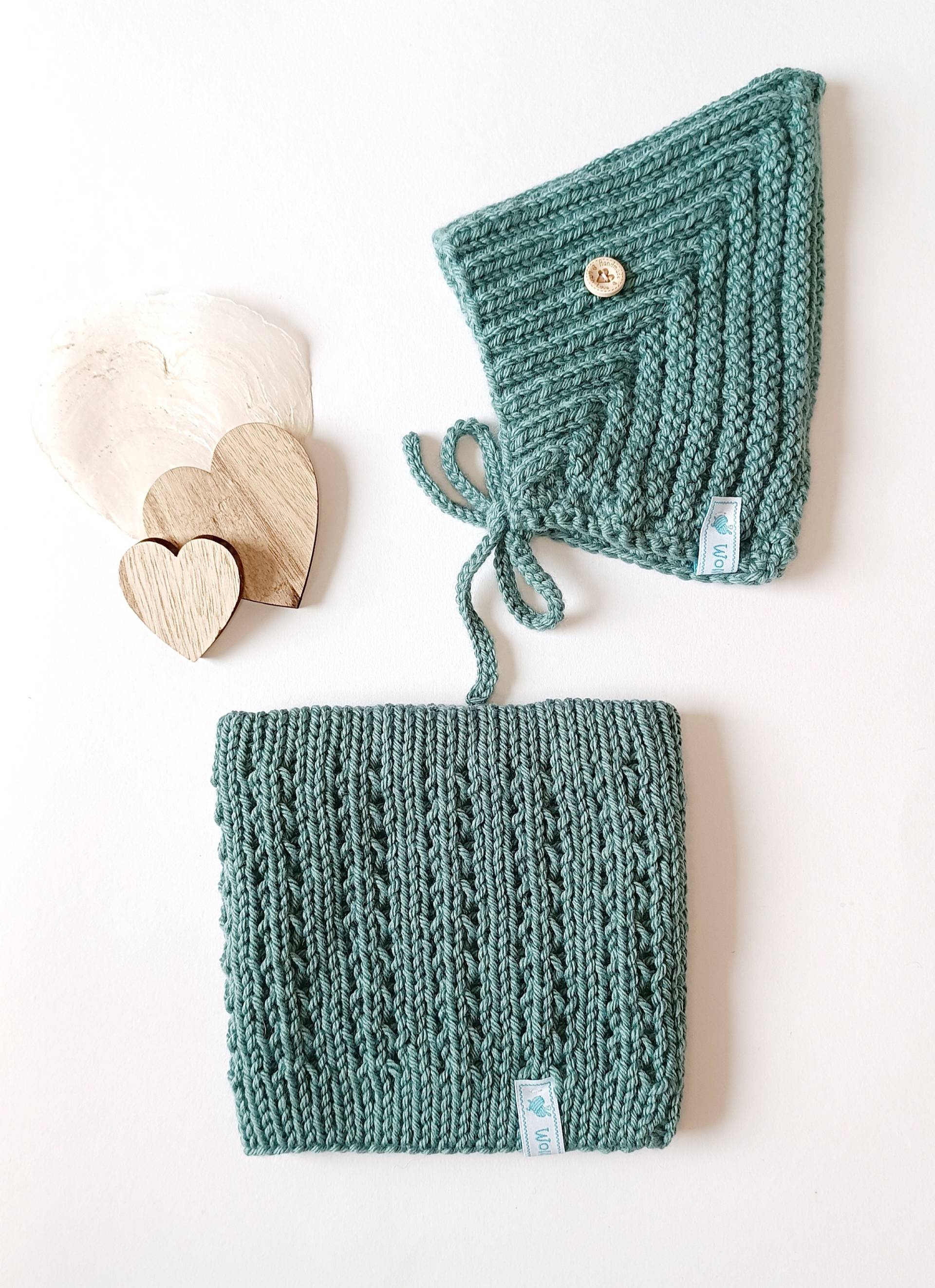 Sofort Lieferbar Set Bestehend Aus Zwergenmütze/Pixiemütze Und Loop, Ku 40-42 cm, Farbe Pastelltürkis von Wollherzchen