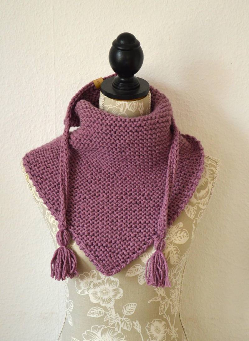 Sofort Versandfertig Xxl Dreieckstuch Merino Mix, Für Kinder, Farbe Dunkelmalve von Wollherzchen