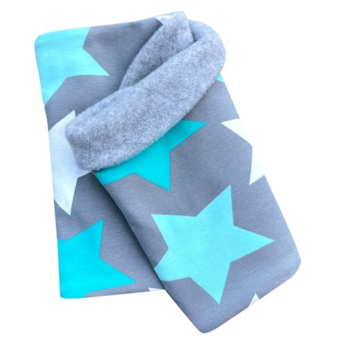 Wollhuhn Mädchen/Damen/Jungen Warmer Schlupfschal/Halstuch Innen Fleece Gefüttert Viele Motive Winter Übergangszeiten (Big Stars Grau/Mint) von Wollhuhn