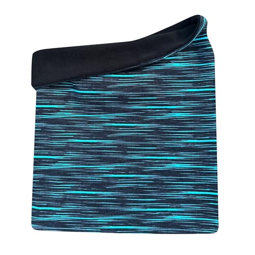 Wollhuhn Kinder Long Loop MAXI WINTER Halswärmer/Schlupf-Schal Extra Lang Jungen/Mädchen Viele Motive 20240201 (LL, Fleecefutter) (Lines Schwarz/Türkis) von Wollhuhn