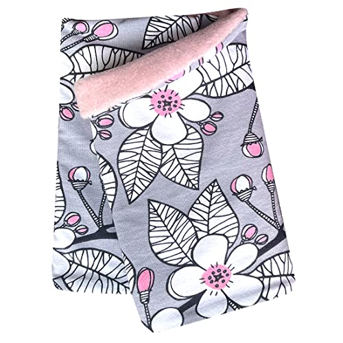 Wollhuhn Mädchen/Damen/Jungen Warmer Schlupfschal/Halstuch Innen Fleece Gefüttert Viele Motive Winter Übergangszeiten (Sakura Grau/Rosa) von Wollhuhn