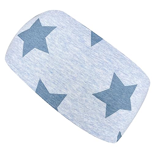 Wollhuhn ÖKO BABY/KLEINKIND Mädchen/Buben Fröhliches Elastisches Stirnband/Haarband Bequem Jersey Baumwolle Viele Motive 21212222 (Sterne Hellblau Meliert) von Wollhuhn