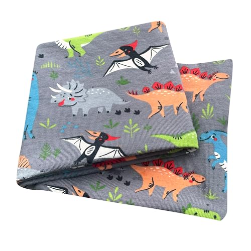 Wollhuhn ÖKO Kinder/Jungen/Mädchen Cooles Elastisches Stirnband/Haarband Bequem Zweilagig Jersey Oder Fleece Viele Motive 21215152 (Dinos Grau) von Wollhuhn