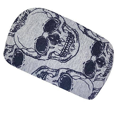 Wollhuhn ÖKO Kinder/Jungen/Mädchen Cooles Elastisches Stirnband/Haarband Bequem Zweilagig Jersey Oder Fleece Viele Motive 21215152 (Skull (Sweat) Grau) von Wollhuhn