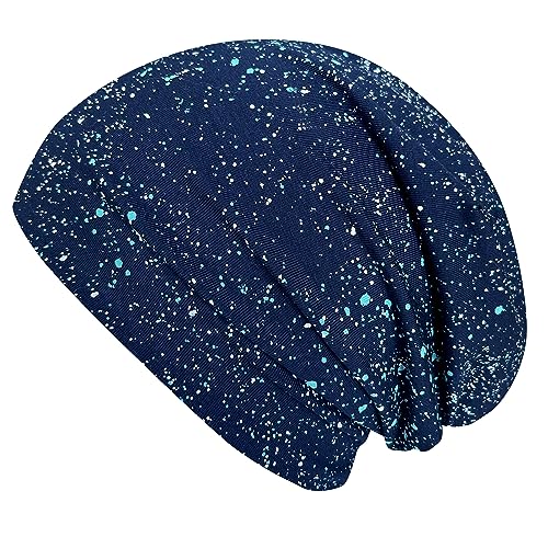 Wollhuhn ÖKO Jungen/Mädchen Bequeme Weiche Long Beanie/Mütze/Beanie-Mütze/Strickmütze/Kindermütze Jersey Gefüttert Übergangszeiten (Öko-Stoffe/Bio) 20220620 Galaxy Blau, L von Wollhuhn