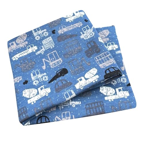 Wollhuhn ÖKO Kinder/Jungen/Mädchen Cooles Elastisches Stirnband/Haarband Bequem Zweilagig Jersey Oder Fleece Viele Motive 21215152 (Baustelle Jeansblau) von Wollhuhn