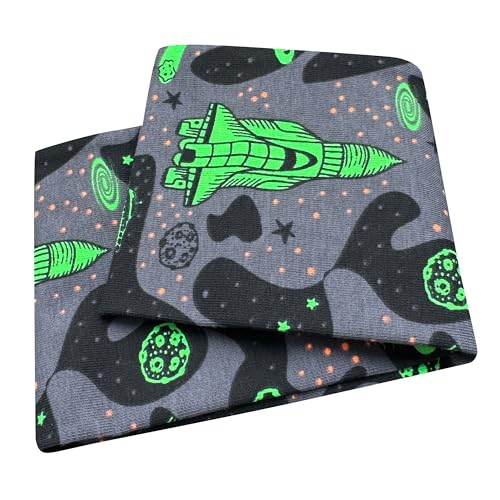 Wollhuhn ÖKO Kinder/Jungen/Mädchen Cooles Elastisches Stirnband/Haarband Bequem Zweilagig Jersey Viele Motive (Space Neon Grün) von Wollhuhn