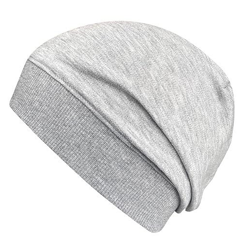 Wollhuhn ÖKO Leichte Mädchen/Jungen Beanie-Mütze Bündchen Elastisch Übergangszeit/Sommer Kinder-Mütze Baumwolle (Öko-Stoffe, Bio) 22222235 (Uni/Einfarbig Hellgrau, S) von Wollhuhn