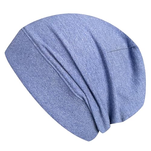Wollhuhn ÖKO Leichte Mädchen/Jungen Beanie-Mütze Bündchen Elastisch Übergangszeit/Sommer Kinder-Mütze Baumwolle (Öko-Stoffe, Bio) 22222235 (Uni, Einfarbig Jeansblau, M) von Wollhuhn
