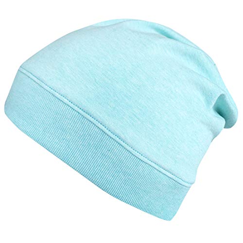 Wollhuhn ÖKO Leichte Mädchen Beanie-Mütze Elastisches Bündchen (aus Öko-Stoffen, Bio) 22222222 (Uni Mint, leicht melliert, M) von Wollhuhn