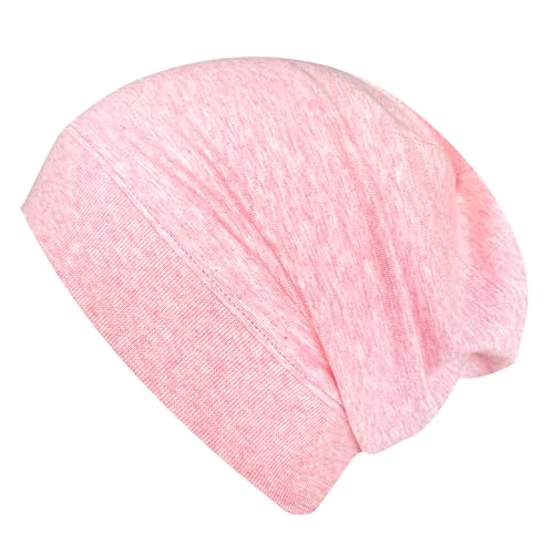Wollhuhn ÖKO Leichte Mädchen/Jungen Beanie-Mütze Bündchen Elastisch Übergangszeit/Sommer Kinder-Mütze Baumwolle (Öko-Stoffe, Bio) 22222235 (Uni zartrosa, leicht meliert, M) von Wollhuhn
