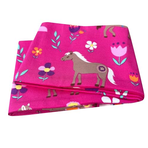 Wollhuhn ÖKO Mädchen/Damen/Buben Cooles Elastisches Stirnband/Haarband Bequem Jersey Baumwolle Viele Motive 21215155 (Pony/Pferde Pink) von Wollhuhn