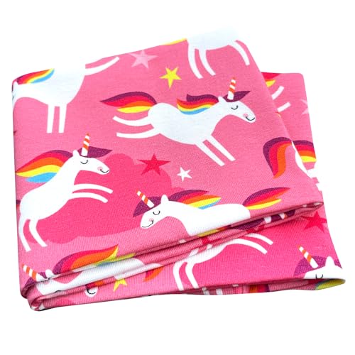 Wollhuhn ÖKO Mädchen/Damen/Buben Cooles Elastisches Stirnband/Haarband Bequem Jersey Baumwolle Viele Motive 21215155 (Happy Unicorn Rosa) von Wollhuhn