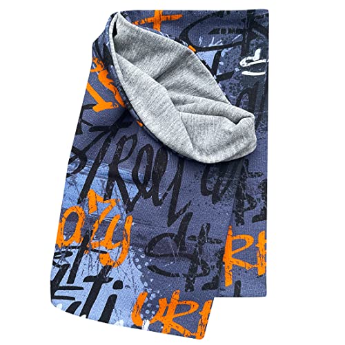 Wollhuhn Öko Jungen/Mädchen/Kinder Leichter Lockerer Schlupfschal/Halstuch/Loop Baumwolle Zwei Lagen Jersey Übergangszeiten/Sommer 32132220 (Skater Grau/Orange) von Wollhuhn