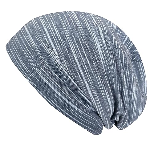 Wollhuhn ÖKO Jungen/Mädchen Bequeme Weiche Skater Long Beanie/Mütze/Beanie-Mütze/Strickmütze/Kinder-Mütze Jersey Gefüttert Übergangszeiten (Öko-Stoffe/Bio) 20150820 (Lines Grautöne, M) von Wollhuhn