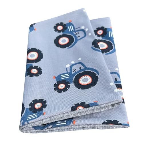 Wollhuhn Öko Jungen/Mädchen Leichter Lockerer Schlupfschal/Halstuch/Loop Baumwolle Jersey Übergangszeiten/Sommer 20220201 (Maxi Traktor Grau/Dunkelblau) von Wollhuhn