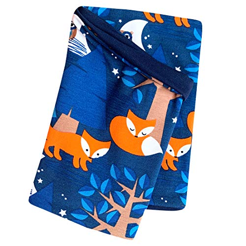 Wollhuhn Öko Jungen/Mädchen Leichter Lockerer Schlupfschal/Halstuch/Loop Baumwolle Jersey Übergangszeiten/Sommer 20220201 (Nightfox Blau/Orange) von Wollhuhn