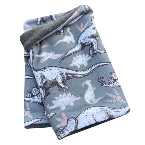 Wollhuhn Öko Mädchen/Damen/Jungen Warmer Schlupfschal/Halstuch Innen Fleece Gefüttert Viele Motive Winter Übergangszeiten (Aus Bio-Stoffen) (Dinos Oliv/Khaki) von Wollhuhn