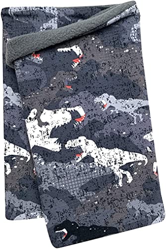 Wollhuhn Mädchen/Kinder/Jungen Warmer Schlupfschal/Halstuch Innen Fleece Gefüttert Viele Motive Winter Übergangszeiten (Dino Camouflage Grau) von Wollhuhn