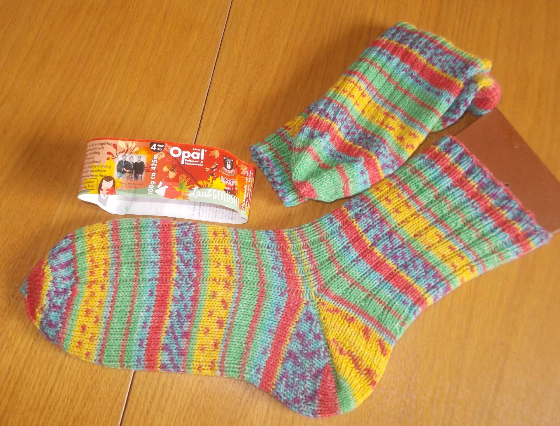 Socken Handgestrickt Gr. 40/41 Opal Wolle Laubgeflüster von WolligesVonAnette