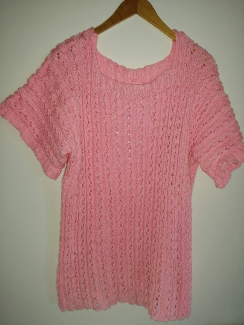 Kurzarm-Pullover in Rosa von WolligesVonStefanie