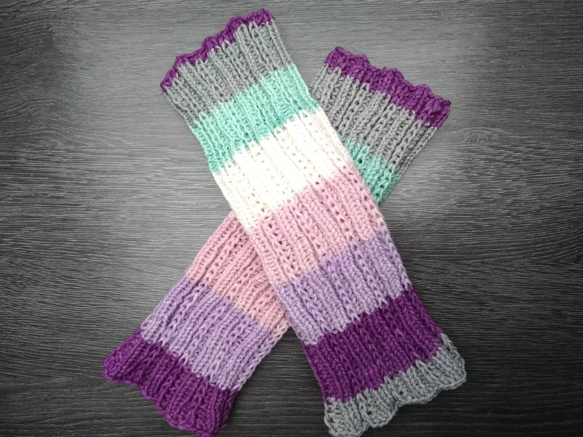 Beinstulpen, Erwachsene, Wollige Stiefelsocken, Warm, Weich, Winter, Bunt, Handgestrickt, Größe M, Socken Ohne Fuß, Polyacryl, Für Allergiker von WolligesvonKonni