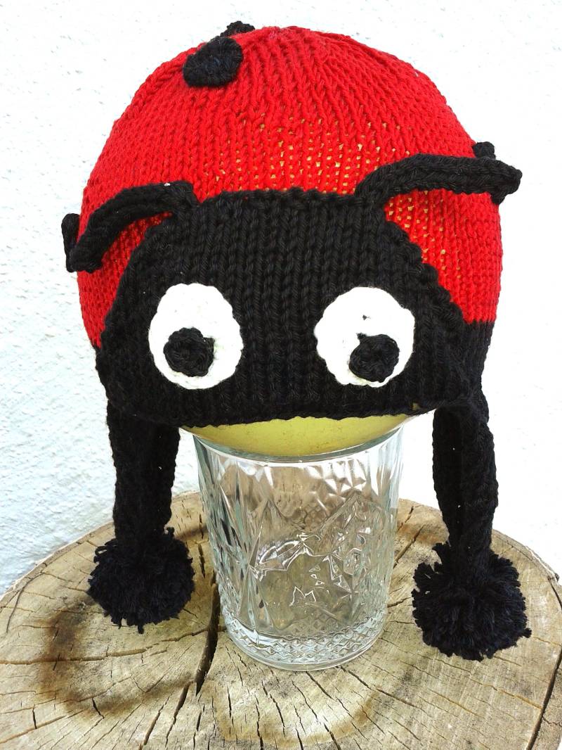 Marienkäferhut Gestrickt Aus Reiner Baumwolle Gr 37-41 von Wolltilda