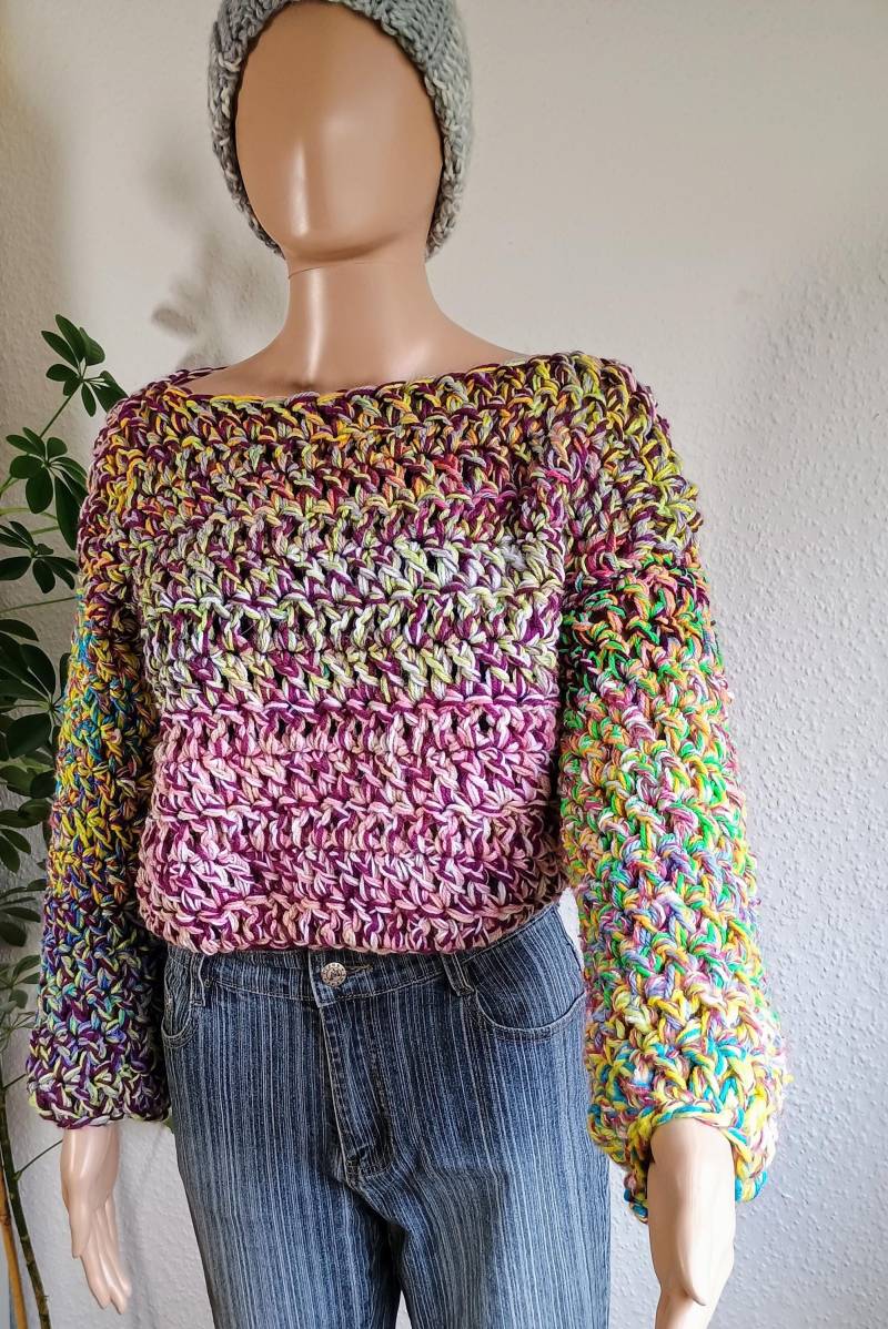 Damenpullover, Kurzpullover, Grobstrick, Bunter Pullover Damenpullover, Kurzpullover, Grobstrick, Bunter Pullover von Wollzeug